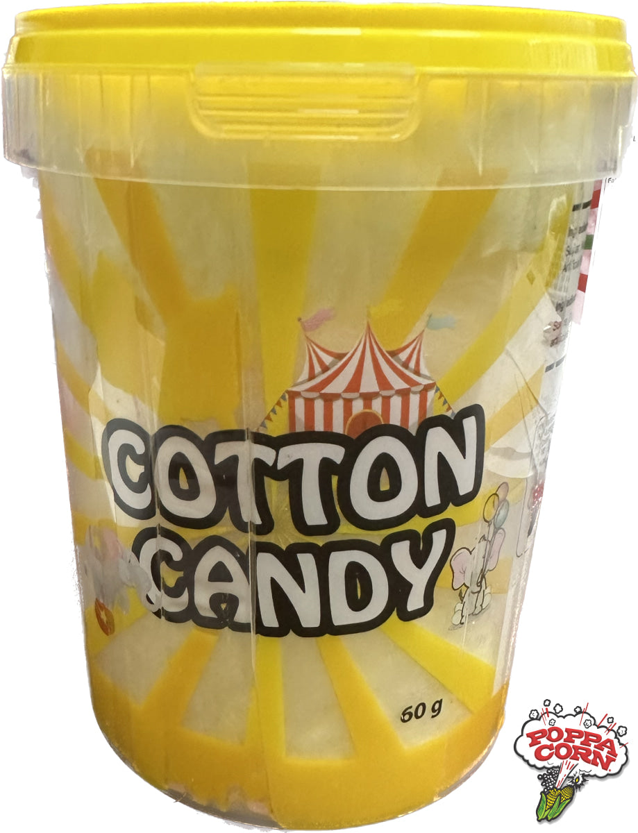 Poppa Corn's YELLOW Cotton Candy Tubs - Pre-Packaged Candy Floss Tubs - 24 x 60g/Case - S112YELLOW - Poppa Corn Corp