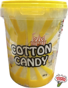 Poppa Corn's YELLOW Cotton Candy Tubs - Pre-Packaged Candy Floss Tubs - 24 x 60g/Case - S112YELLOW - Poppa Corn Corp