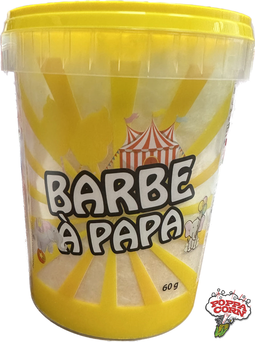 Poppa Corn's YELLOW Cotton Candy Tubs - Pre-Packaged Candy Floss Tubs - 24 x 60g/Case - S112YELLOW - Poppa Corn Corp